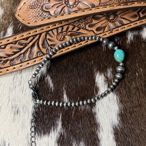 Turquoise and Silver Beaded Bracelet